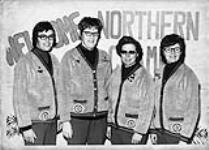 Members of the Saskatchewan rink, Canadian Ladies Curling Association Championships of 1972. (L-R): Vera Pezer, Sheila Rowan, Joyce McKee, Lee Morrison 1972