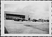 De Havilland MOSQUITO B.35 aircraft PF621 and PF623 providing navigational support for the first transatlantic jet flight by VAMPIRE aircraft of No. 54 Squadron, R.A.F 15 July 1948