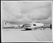 De Havilland 'Vampire' F.3 aircraft VT869 'A' of No.54 Squadron, R.A.F., taking part in the first transatlantic flight by jet aircraft 15 July 1948