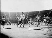 Women's 100m. race at the IXth Summer Olympic Games. Canadian runner is second from right at the wire 1932