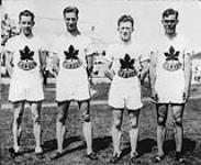 Canadian men's relay team, winners of a bronze medal in the men's 1600m. relay event at the IXth Summer Olympic Games 1932