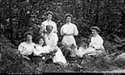 Unidentified group of women in woods, Rosseau Lake, Muskoka Lakes ca. 1908