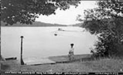 View down the Joseph River from Christ Church wharf, Rosseau Lake, Muskoka Lakes ca. 1908