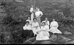 Unidentified group of women in woods, Royal Muskoka Hotel, Rosseau Lake, Muskoka Lakes ca. 1908