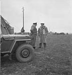 General Crerar visiting General Matthews of 2 Division at 2 Division Headquarters near Millingen, Netherlands 31 Mar. 1945