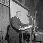 Sir Ronald Gould, General Secretary, the National Union of Teachers of England and Wales, and President of the World confederation of organization of the Teaching Profession, speaks at theCanadian Conference on Education 16-20 Feb 1958