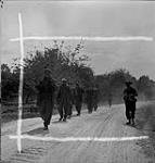 German prisoners coming back near the Orne River, under guard 18-Jul-44
