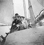 Some Barrie girls aboard sailing boat Wind Will August 1896