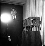 Leonard Cohen beside one of his sculptures 26 October 1963
