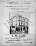 Campbell & Almas, Brandies, Wines, Cigars, Teas, Sauces and Fine Groceries, 86 Sparks Street; A.W. Lang, Hardware, 88 Sparks Street 1875