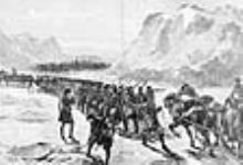 The Rebellion in the North-West Territory of Canada: Colonial Troops marching over the ice of Nepigon Bay, Lake Superior 1885