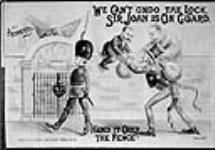 WE CAN'T UNDO THE LOCK, SIR JOHN IS ON GUARD. HAND IT OVER THE FENCE? : 1891 electoral campaign n.d.