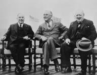 Rt. Hon. Mackenzie King, President Franklin D. Roosevelt and Rt. Hon. Winston Churchill at the Quebec Conference Aug. 1943