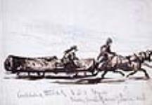 Habitants traînant une bille de bois, ville de Québec 1844