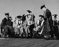 McGill University conferring honourary degrees on President Franklin D. Roosevelt and Rt. Hon. Winston Churchill during the Octagon Conference 16 Sept. 1944
