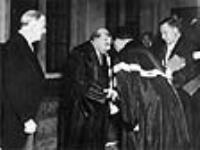 Rt. Hon. W.L. Mackenzie King receiving an honourary degree from the Free University of Brussels 10 Nov. 1947