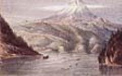 Le mont Hood vu du fleuve Columbia, Washington/Oregon ca 24 août 1845