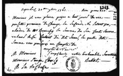 [Lettre de change (première) de 600 livres payée par M. ...] 1761, septembre, 30