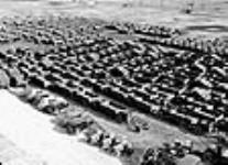Serveral types of military vehicles are shown in this group which represents the daily output of motorized vehicles for the British forces from the Ford Motor Company plant Mar. 1941