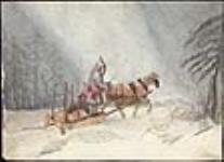Traîneau et habitants dans une tempête de neige avril 1848
