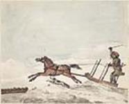 En traîneau sur la neige, glissant à pleine vitesse ca 1845.