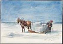 Le transport de blocs de glace ca. 1860