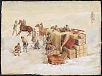 Upset of Mail Stage Coach in Winter at English Coulé, en route to Dufferin Manitoba from St. Louis ca. 1872-1874