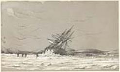 Ship listed to its side and trapped in ice at Barrow Strait 1850-51 1850-1851