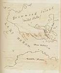 Map of Lake Huron and Drummond Island showing Collier's Harbour and the south mainland ca. 1820