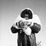 Young Inuit wrapped in white fox fur [graphic material] 1953