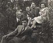 Ben Clark, Philip Clark, Paraskeva Clark, Leonid Altsev, Olga Altsev. 1945. 25b Roxborough, Toronto, in Clark's garden 1945.