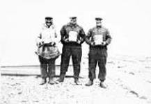 Three Inuit men holding buckets n.d.