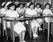 [St. Anne's Hospital, Fort Smith, Northwest Territories - Nursing students in classroom (front row, right, Florence Hudson (née Tardiff)] n.d.