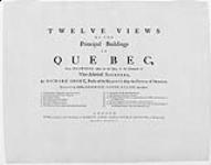 Twelve Views of the Principal Buildings in Québec... [Title page] September 1, 1761