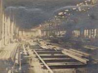 Interior of Dominion Bridge Company Ltd. plant showing girders early 20th century.