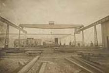 Dominion Bridge Company Ltd. shipping yard crane and erection shed at Lachine, Quebec 1911.