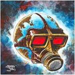 Untitled - World globe wearing gas mask April 22, 1990.