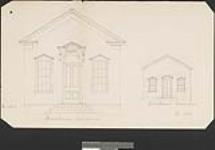 [Front elevation of the schoolhouse and the storehouse at Poplar Point] [architectural drawing] [1879]