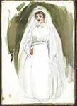 Jeune femme vêtue d'une robe de mariée ou de première communion [between October 25, 1916 and March 26, 1919].