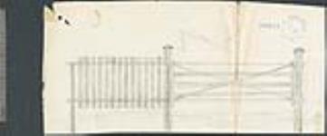 [Plan of fence to be constructed around the Miller residence at Ohsweken Mills] [architectural drawing] [1884]