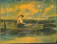 Girl in a flat-bottomed boat n.d.