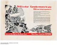 THIS is what Canada means to you YOU can help to protect it Carry on the fight on the Home Front Work-Save-Lend for VICTORY 1942.