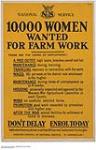 National Service, 10,000 Women Wanted for Farm Work, Don't Delay, Enrol Today 1917