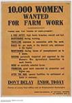 National Service, 10,000 Women Wanted for Farm Work, Don't Delay 1917