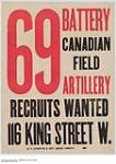 69 Battery Artillery, Recruits Wanted 1914-1918
