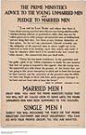 The Prime Minister's Advice to the Young Unmarried Men and Pledge to Married Men 1915