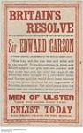 Britain's Resolve, Men of Ulster Are You Doing Your Part, Enlist Today and Bring Peace to the World 1914-1918