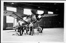 [RCAF Westland Lysander no. 469 in a hangar] [1941-1945].