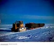 Tractor Train underway on Hudson Bay with TD-14 Tractor ca. 1943-1965.