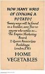 Home Vegetables : How Many ways of Cooking a Potato? 1926-1934.